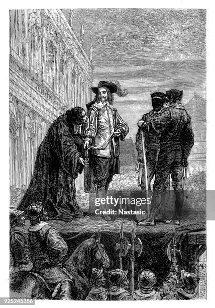 execution of king charles i - 17th century style stock illustrations