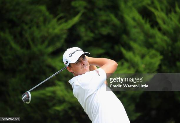 Christiaan Bezzuidenhout of South Africa plays a practice round ahead of the Tshwane Open at Pretoria Country Club on February 28, 2018 in Pretoria,...