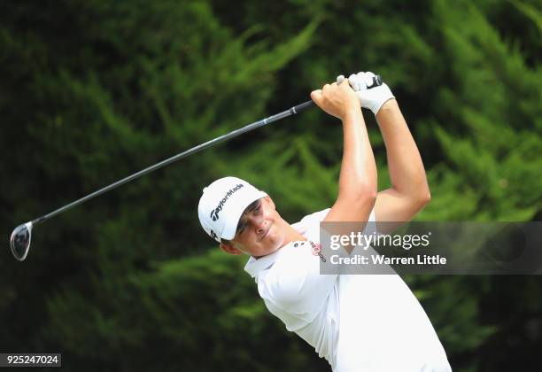 Christiaan Bezzuidenhout of South Africa plays a practice round ahead of the Tshwane Open at Pretoria Country Club on February 28, 2018 in Pretoria,...