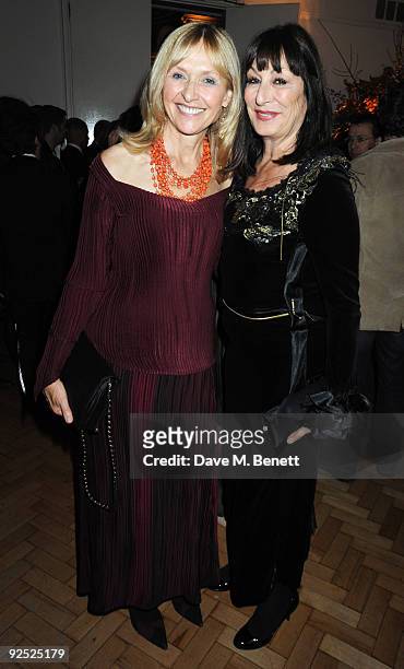 Lizzie Spender and actress Anjelica Huston attend the afterparty following the closing night gala premiere of 'Nowhere Boy' during the Times BFI...