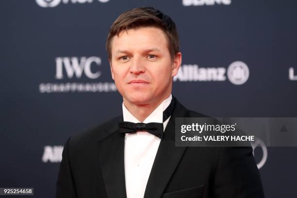 Gareth Wittstock, brother of Princess Charlene of Monaco, arrives for the 2018 Laureus World Sports Awards ceremony at the Sporting Monte-Carlo...