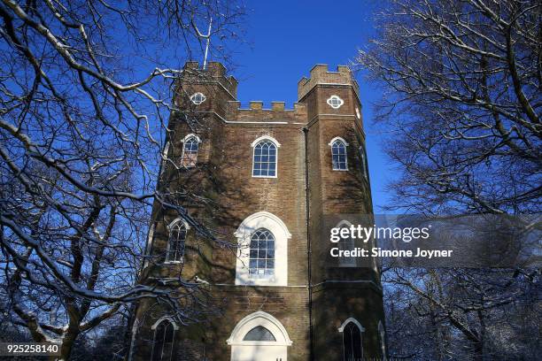 Severndroog Castle on the Green Chain Walk in Shooters Hill on February 28, 2018 in London, United Kingdom. Freezing weather conditions dubbed the...