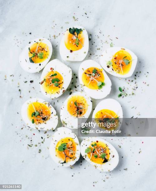 boiled eggs - cooked eggs stock pictures, royalty-free photos & images