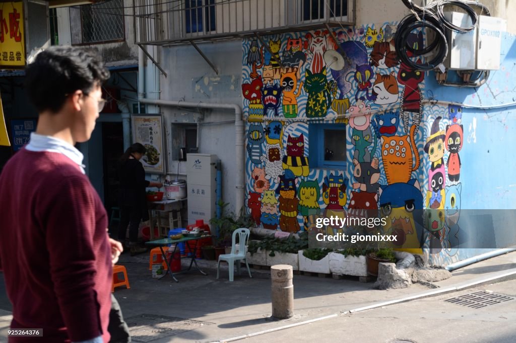 Colourful Ding'aozai cat-theme street, Xiamen, China