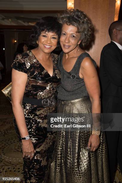 Cheryl Boone Isaacs and Debra Langford attend ICON MANN's 6th Annual Pre-Oscar Dinner at the Beverly Wilshire Four Seasons Hotel on February 27, 2018...