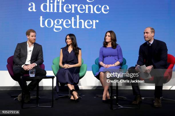 Prince Harry, Meghan Markle, Catherine, Duchess of Cambridge and Prince William, Duke of Cambridge attend the first annual Royal Foundation Forum...