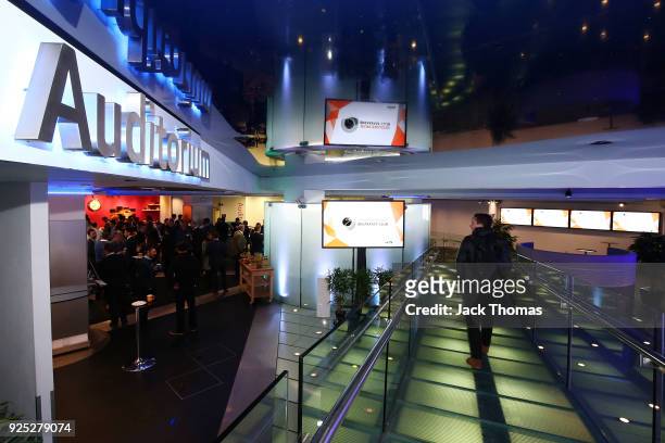 General view of guests arriving and networking during the Sport Industry Breakfast Club at the BT Centre on February 28, 2018 in London, England.