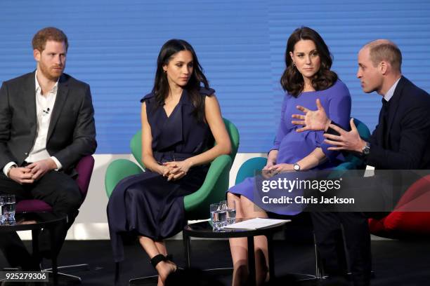 Prince Harry, Meghan Markle, Catherine, Duchess of Cambridge and Prince William, Duke of Cambridge attend the first annual Royal Foundation Forum...