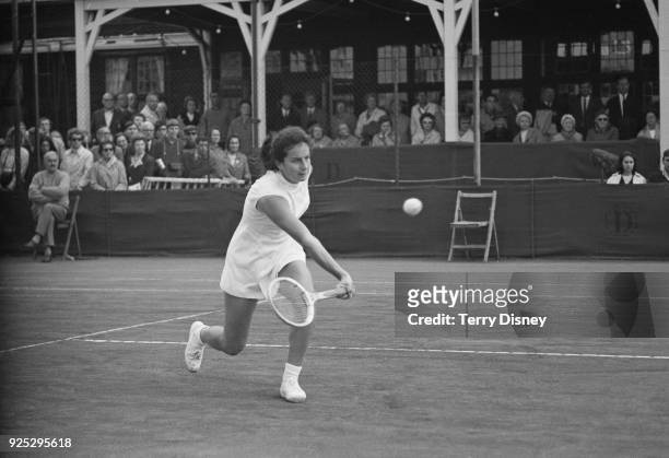 British tennis player Virginia Wade in action, UK, 26th April 1968.