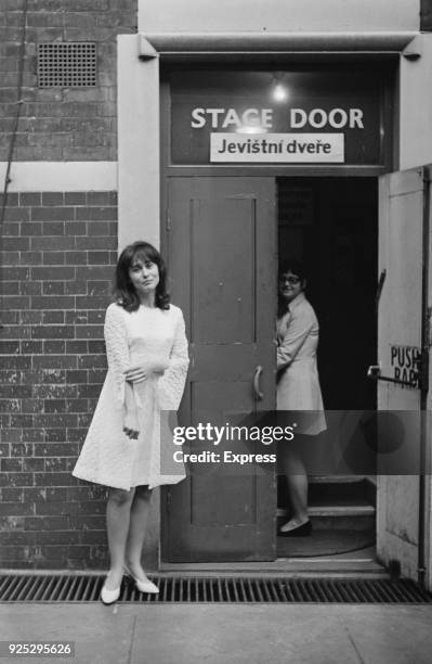 Czech actress Marie Malkova outside Aldwych Theatre, London, UK, 25th April 1968.