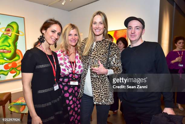 Anna Da Silveira Pinheiro, Lesley Schulhof, Christine Mack and artist KAWS attend The Art Show Gala Preview at Park Avenue Armory on February 27,...