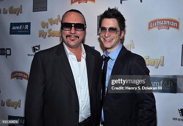 Desmond Child and Gary Go attend amfAR's New York screening of the film "Oy Vey! My Son Is Gay!" at the Directors Guild Theatre on October 29, 2009...