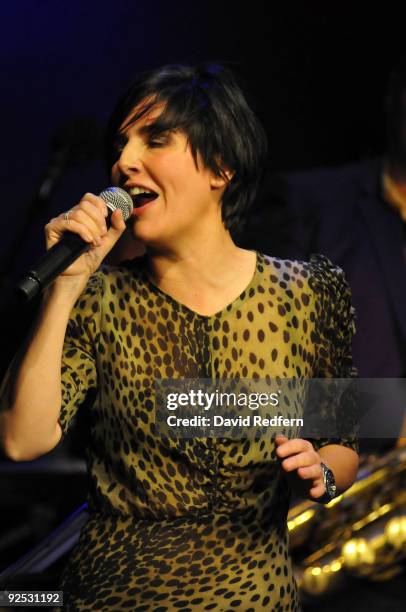 Sharleen Spiteri performs on stage with the Ronnie Scotts Big Band to celebrate 50 years of the legendary jazz club at Ronnie Scott's Jazz Club on...