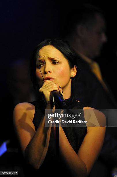 Andrea Corr performs on stage with the Ronnie Scotts Big Band to celebrate 50 years of the legendary jazz club at Ronnie Scott's Jazz Club on October...