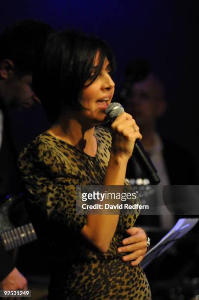 Sharleen Spiteri performs on stage with the Ronnie Scotts Big Band to celebrate 50 years of the legendary jazz club at Ronnie Scott's Jazz Club on...