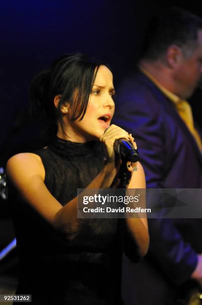 Andrea Corr performs on stage with the Ronnie Scotts Big Band to celebrate 50 years of the legendary jazz club at Ronnie Scott's Jazz Club on October...