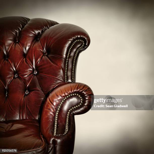 classic leather armchair - upholstered furniture stock pictures, royalty-free photos & images