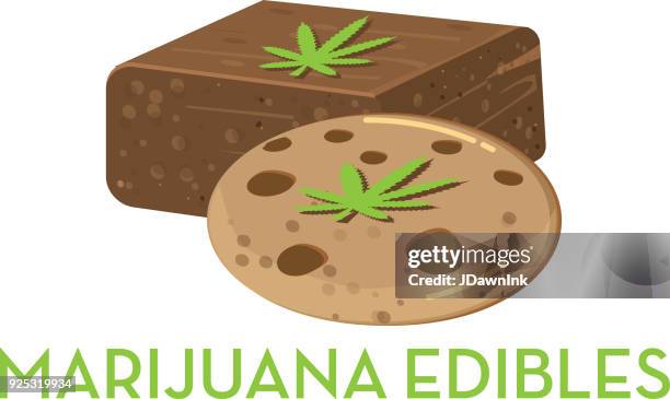 ilustraciones, imágenes clip art, dibujos animados e iconos de stock de cannabis marihuana comestible - brownie