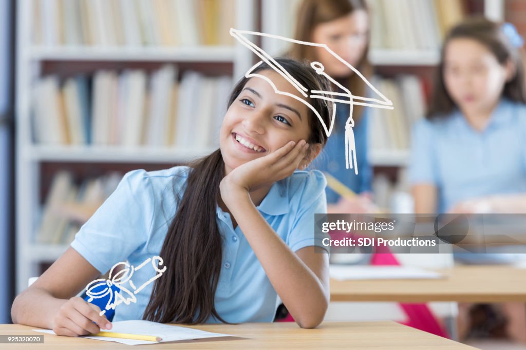 Jong meisje dromen over haar toekomst