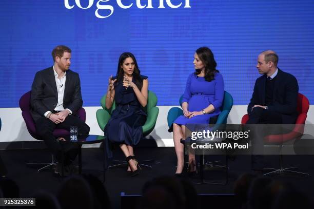 Prince Harry, Meghan Markle, Catherine, Duchess of Cambridge and Prince William, Duke of Cambridge attend the first annual Royal Foundation Forum...