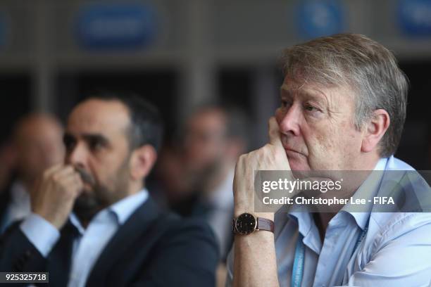 Head Coach Age Hareide of Denmark listens in during the Technical Workshop during Day 2 of the 2018 FIFA World Cup Russia Team Workshop on February...