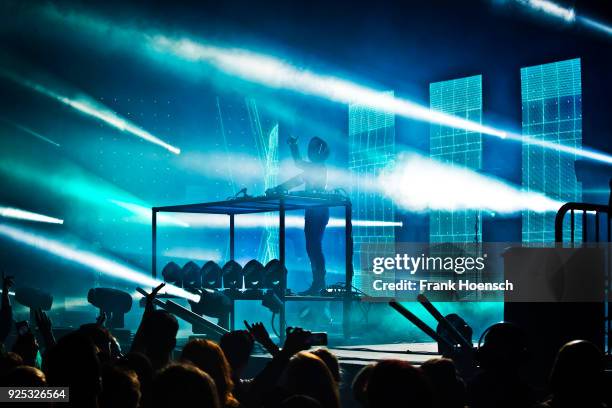 British-Norwegian musician Alan Walker performs live during a concert at the Huxleys on February 24, 2018 in Berlin, Germany.