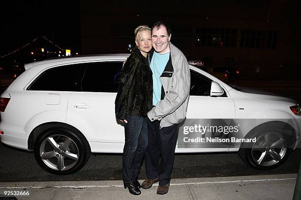 Nancy Jarecki and actor Richard Kind arrive in the Audi Q7 TDI clean diesel to the Project ALS Benefit at Lucky Strike Lanes & Lounge on October 29,...