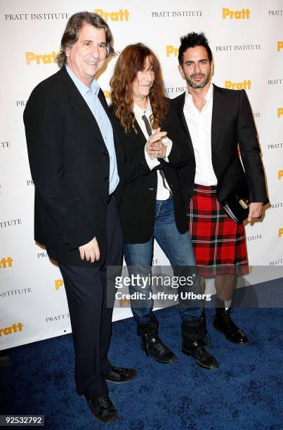 David Rockwell, Singer Patti Smith and Designer Marc Jacobs attend the 2009 Pratt Institute Legends Scholarship Benefit at 7 World Trade Center on...