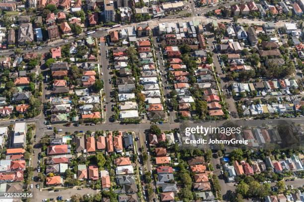 aerial view of suburban sydney, australia - suburb stock pictures, royalty-free photos & images