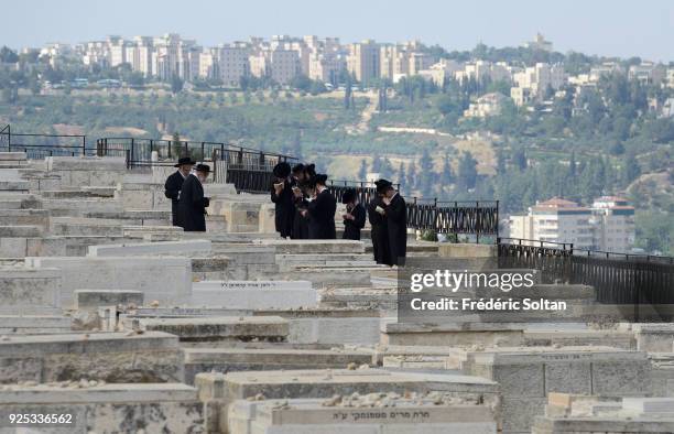 Mount of Olives Jewish Cemetery in Jerusalem. The Jewish Cemetery on the Mount of Olives, overlooking the Old City of Jerusalem on April 20, 2014 in...