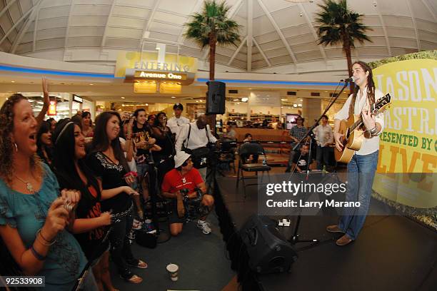 American Idol season seven contestant Jason Castro performs at Sawgrass Mills Mall on October 29, 2009 in Sunrise, Florida.