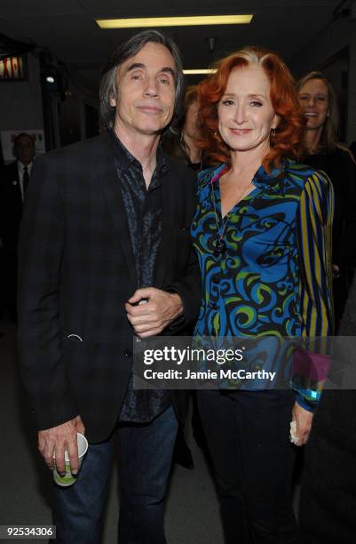 Jackson Browne and Bonnie Raitt attend the 25th Anniversary Rock & Roll Hall of Fame Concert at Madison Square Garden on October 29, 2009 in New York...