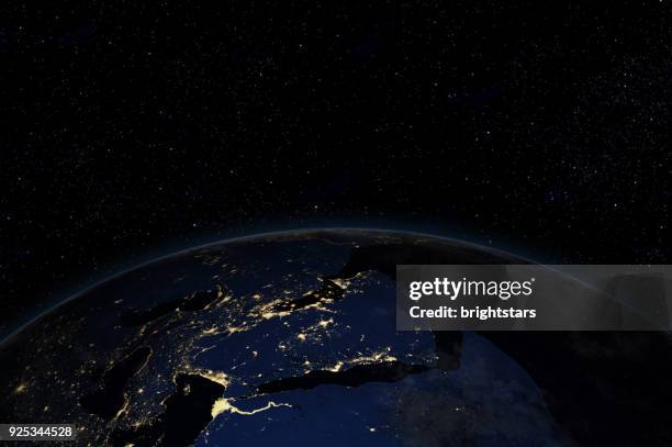 night in middle east from space - middle east stock pictures, royalty-free photos & images