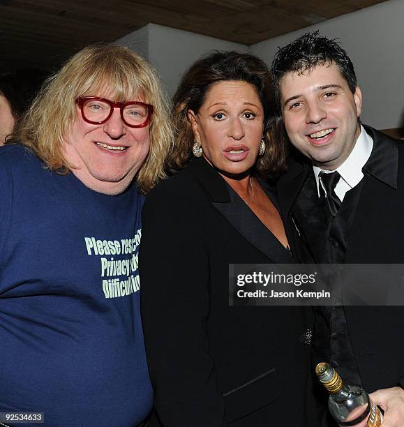 Actor/Writer Bruce Vilanch, actress Lainie Kazan and director Evgeny Afineevsky attend the after-party for "Oy Vey! My Son Is Gay!" at Pop Burger on...