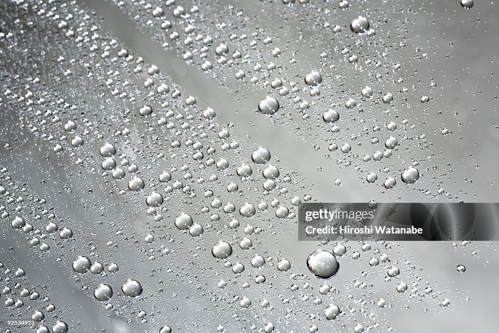 Waterdrops on metallic surface
