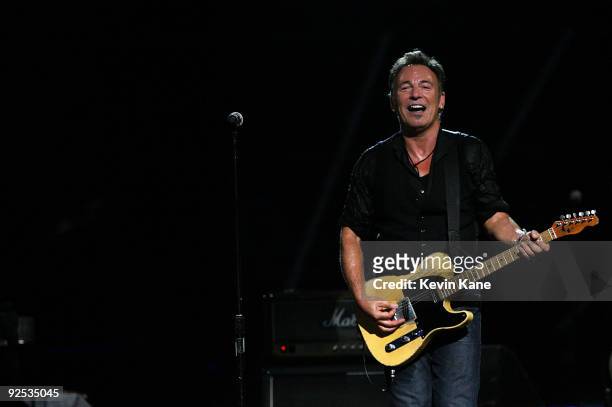 Bruce Springsteen and the E Street Band perform onstage at the 25th Anniversary Rock & Roll Hall of Fame Concert at Madison Square Garden on October...