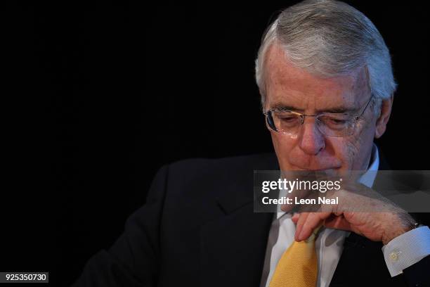 Sir John Major prepares to give a speech on Brexit at Somerset House on February 28, 2018 in London, England. The former Conservative Prime Minister...