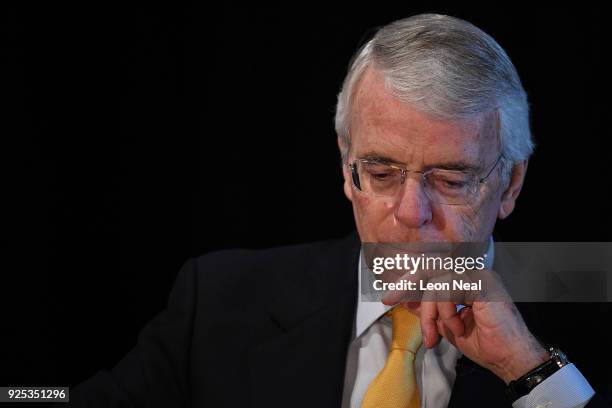 Sir John Major prepares to give a speech on Brexit at Somerset House on February 28, 2018 in London, England. The former Conservative Prime Minister...