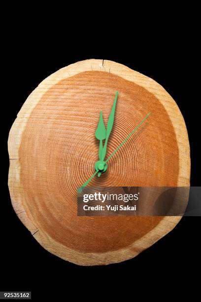 clock on the annual ring - biologische uhr stock-fotos und bilder