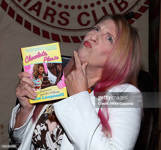 Stand-up comedian Lisa Lampanelli promotes her new book at the New York Friars Club on October 20, 2009 in New York City.