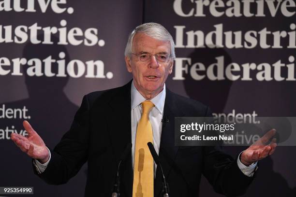 Sir John Major gives a speech on Brexit at Somerset House on February 28, 2018 in London, England. The former Conservative Prime Minister is set to...