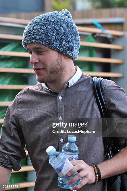 Olly Murs leaves the X Factor house to go to Fountain Studios on October 9, 2009 in London, England.