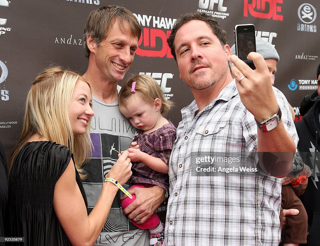 Lhotse Merriam, Tony Hawk, their daughter Kadence Clover Hawk and Jon
