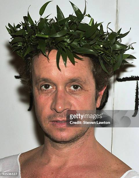 Actor Pauly Shore arrives in a toga for the red carpet at TAO Nightclub at the Venetian on October 15, 2009 in Las Vegas, Nevada.