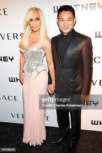 Designer Donatella Versace and actor Jet Li attends the 2009 Whitney Museum Gala at The Whitney Museum of American Art on October 19, 2009 in New...