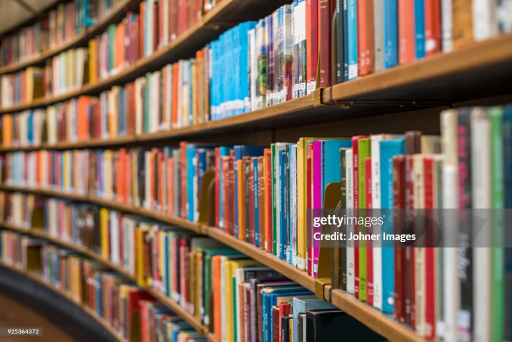 Books on bookshelves