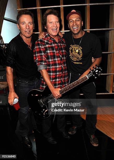 Bruce Springsteen, John Fogerty and Tom Morello attends the 25th Anniversary Rock & Roll Hall of Fame Concert at Madison Square Garden on October 29,...