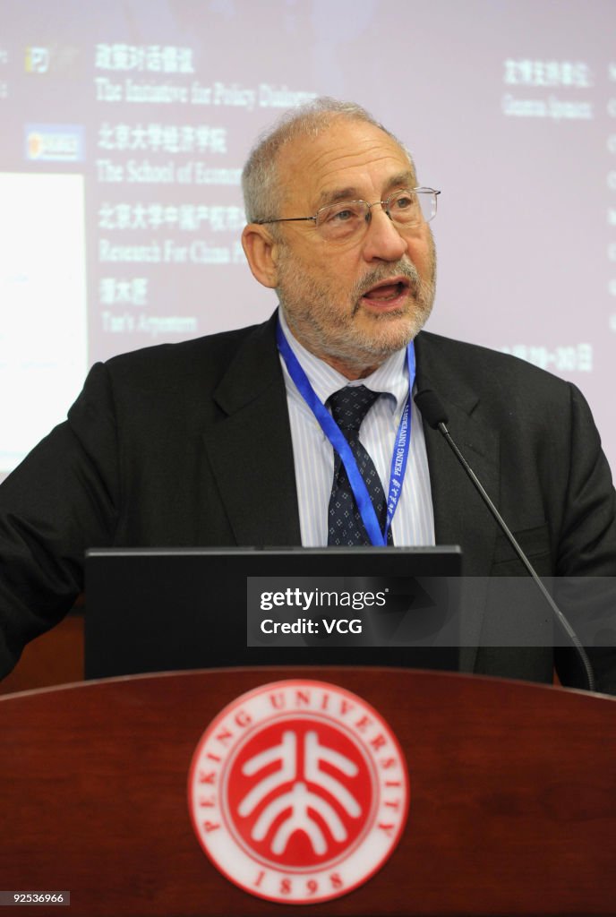 James Mirrlees And Joseph Stiglitz Attend Forum At Peking University