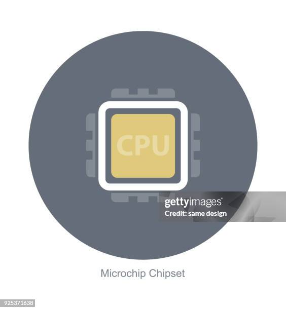 electronic microchip components icons - complicated instructions stock illustrations