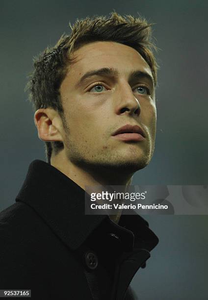 Claudio Marchisio of Juventus FC looks before the Serie A match between Juventus FC and UC Sampdoria at Olimpico Stadium on October 28, 2009 in...